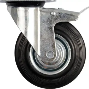 Dodaj do koszyka KÓŁKO SKRĘTNE Z CZARNĄ GUMĄ I HAMULCEM 125MM