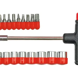 WKRĘTAK Z UCHWYTEM TYPU T Z WYMIENNYMI GROTAMI I NASADKAMI, ZESTAW 21 SZT. Dodaj do koszyka