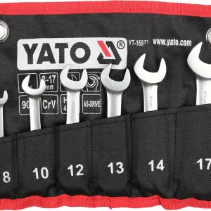 ZESTAW KLUCZY PŁASKO-OCZKOWYCH KRÓTKICH Z GRZECHOTKĄ I PRZEGUBEM 6SZT. Łatwy zwrot