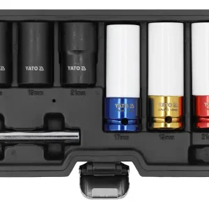 Hit sprzedaży ZESTAW NASADEK UDAROWYCH Z WYKRĘTAKAMI DO FELG ALUMINIOWYCH. ZAWIERA 7 ELEM