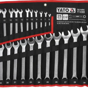 KLUCZE PŁASKO-OCZKOWE Z POLEROWANĄ GŁÓWKĄ 6-32 MM, 25 SZT. Cena promocyjna