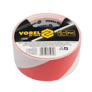 TAŚMA OSTRZEGAWCZA, KLEJĄCA, BIAŁO/CZERWONA 48 MM X 33 M Darmowa dostawa