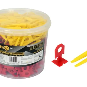 Taniej SYSTEM, KLIPSY + KLINY DO POZIOMOWANIA PŁYTEK 3MM, W WIADERKU 300 + 100SZ.