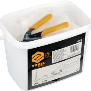 ZESTAW STARTOWY DO POZIOMOWANIA PŁYTEK CERAMICZNYCH KUBKI X 100 SZT, PASKI X 100 SZT, SZCZYPCE MONTAŻOWE X 1 Ekspresowa dostawa