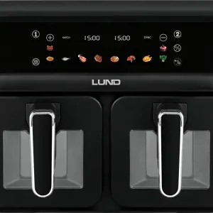 FRYTKOWNICA BEZTŁUSZCZOWA AIR FRYER 2200W 4L+4L CZARNA Obniżka ceny