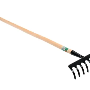 Nowy GRABIE METALOWE 8 ZĘBÓW Z TRZONKIEM DREWNIANYM