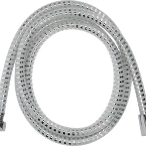 WĄŻ PRYSZNICOWY 2.0M PVC GŁADKI CHROM-BIAŁY ANTYTWIST Wyprzedaż