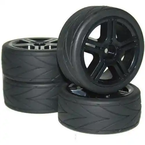 Rabat Koła on-road czarne pięcioramienne 1:10 4 szt.