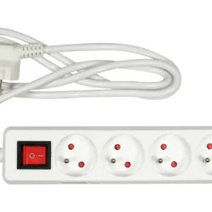 PRZEDŁUŻACZ ELEKTRYCZNY, BIAŁY, 4 GNIAZDA Z UZIEMIENIEM, 1,5M Z WYŁĄCZNIKIEM Dostępne od ręki