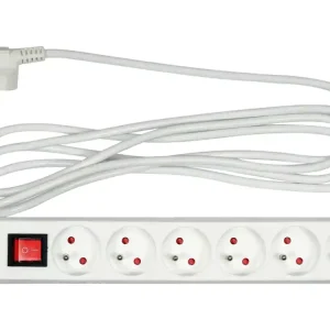 PRZEDŁUŻACZ ELEKTRYCZNY, BIAŁY, 6 GNIAZD Z UZIEMIENIEM, 3M Z WYŁĄCZNIKIEM Nowy