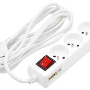 PRZEDŁUŻACZ ELEKTRYCZNY, BIAŁY 3 GNIAZDA Z UZIEMIENIEM, 3 M Z WYŁĄCZNIKIEM Sprawdź teraz