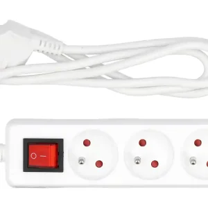 PRZEDŁUŻACZ ELEKTRYCZNY, BIAŁY, 3 GNIAZDA Z UZIEMIENIEM, 1,5M Z WYŁĄCZNIKIEM. Bestseller
