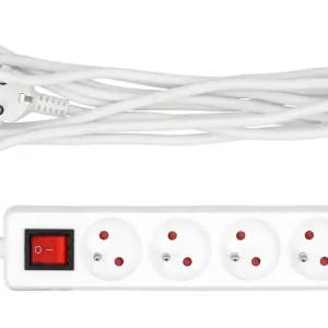 Ograniczona ilość PRZEDŁUŻACZ ELEKTRYCZNY, BIAŁY, 4 GNIAZDA Z UZIEMIENIEM, 3M Z WYŁĄCZNIKIEM