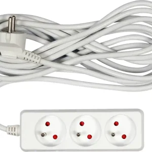 PRZEDŁUŻACZ ELEKTRYCZNY, BIAŁY, 3 GNIAZDA Z UZIEMIENIEM, 5M Ograniczona ilość