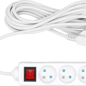 Obniżka ceny PRZEDŁUŻACZ ELEKTRYCZNY, BIAŁY, 3 GNIAZDA Z UZIEMIENIEM, 5M Z WYŁĄCZNIKIEM