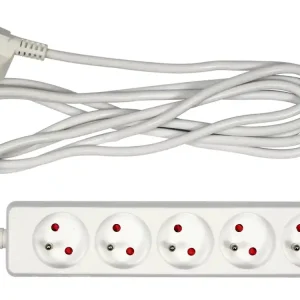 PRZEDŁUŻACZ ELEKTRYCZNY, BIAŁY, 5 GNIAZD Z UZIEMIENIEM, 3M Łatwy zwrot