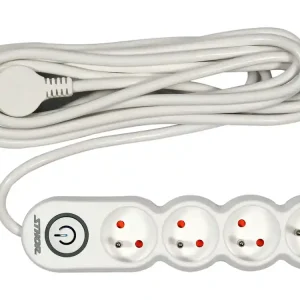 Oferta limitowana PRZEDŁUŻACZ LISTWA ZASILAJĄCA 4 GNIAZDA Z UZIEMIENIEM WYŁĄCZNIK 5M 1,5MM2