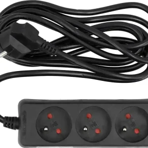 PRZEDŁUŻACZ ELEKTRYCZNY, CZARNY, 3 GNIAZDA Z UZIEMIENIEM, 3M Oferta czasowa