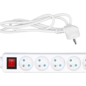 Popularny PRZEDŁUŻACZ ELEKTRYCZNY,BIAŁY, 5 GNIAZD Z UZIEMIENIEM, 1,5M Z WYŁĄCZNIKIEM