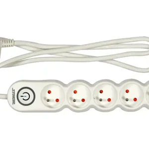 PRZEDŁUŻACZ LISTWA ZASILAJĄCA 5 GNIAZD Z UZIEMIENIEM WYŁĄCZNIK 1,5M 1,5MM2 Wyprzedaż