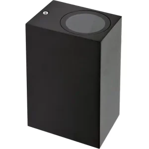 Kup online LAMPA ŚCIENNA ZEWNĘTRZNA CZARNA ALUMINIOWA 2XGU10 KWADRATOWA