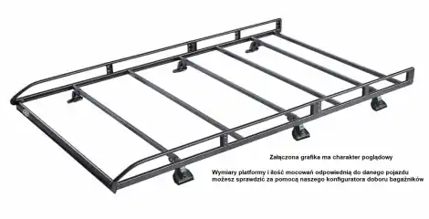 Wysoka jakość Bagażnik dachowy CRUZ platforma Evo Rack Stal Czarny Ford Transit Custom (V362) 2013-> 2023 van L2H2