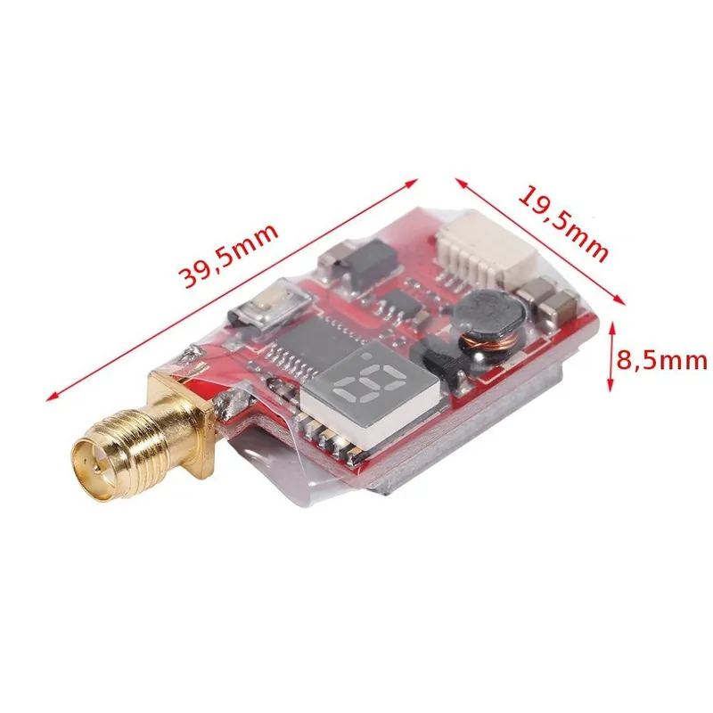 Darmowy zwrot Nadajnik FPV Mini TS5823LS 5,8GHz 25-600mW - 48CH - regulacja mocy WYŚWIETLACZ