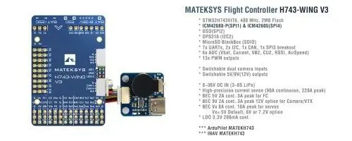 MATEK H743-WING V3 AIO OSD H7 Flight Controller Taniej