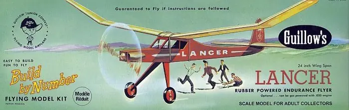 Szybka wysyłka Lancer - Samolot GUILLOWS z napędem gumowym rozpiętość 61cm balsa kit